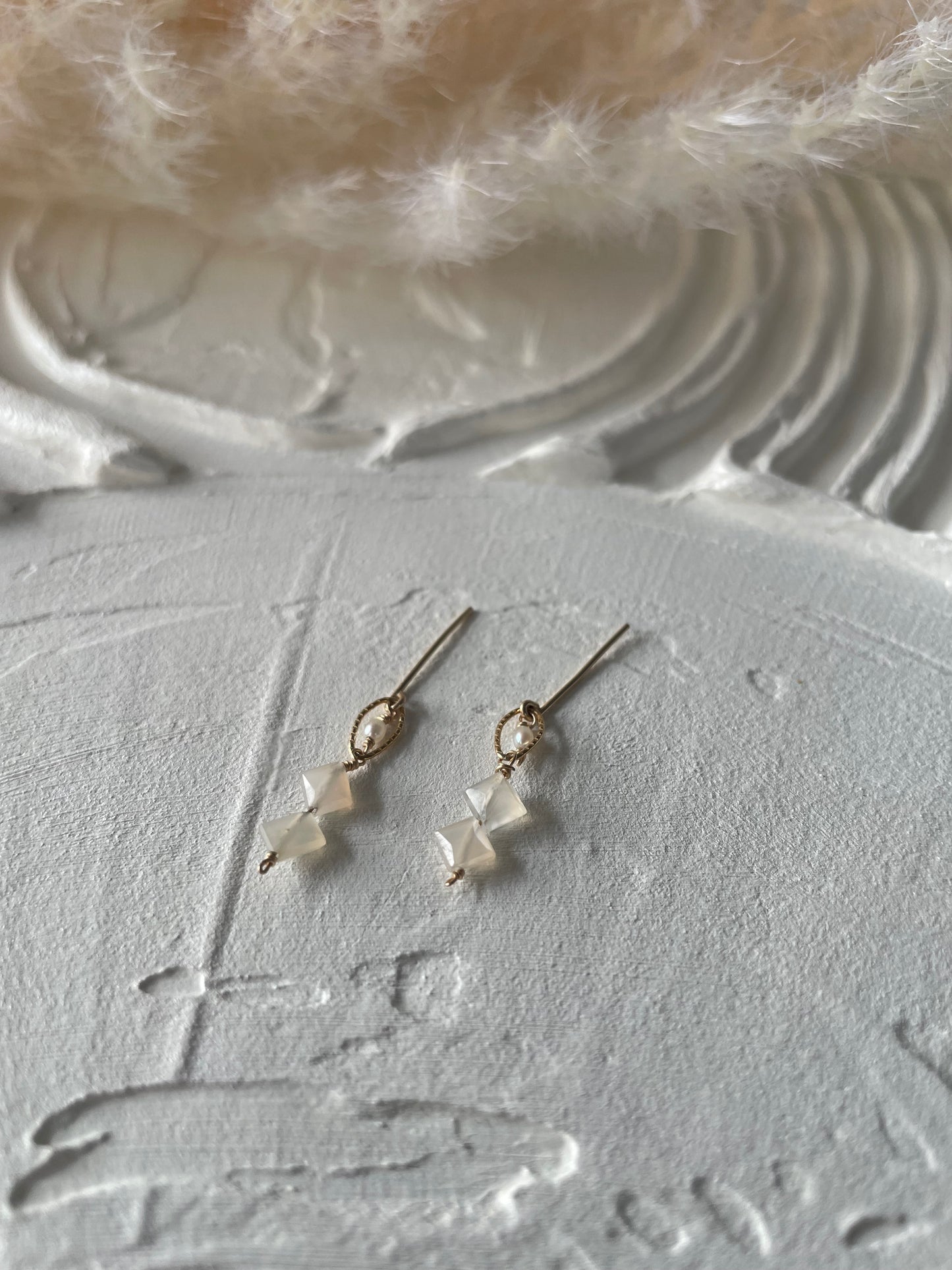 White moonstone earrings