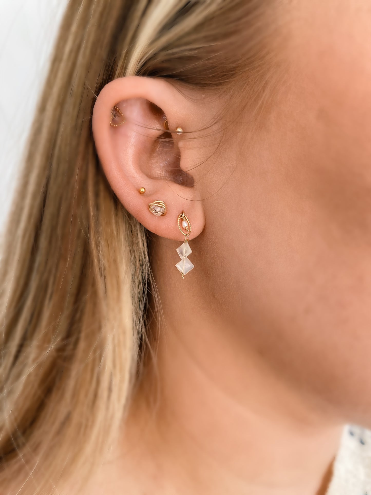 White moonstone earrings